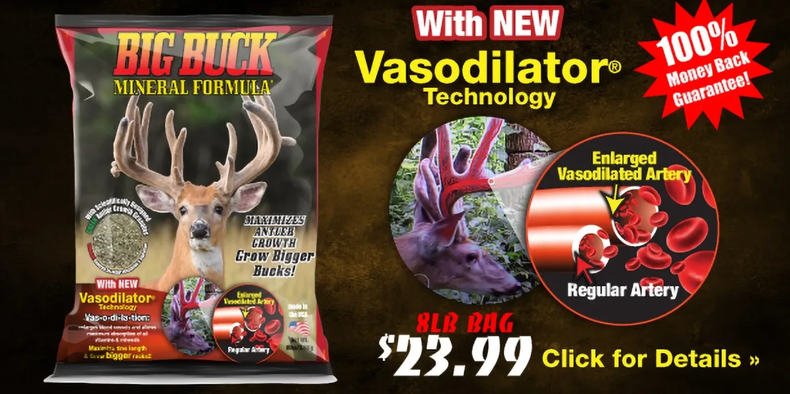 Big Buck 8 pound bag of mineral formula to grow bigger racks