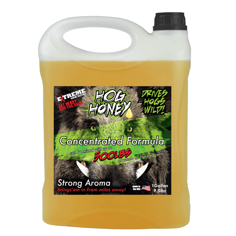 Bottle of Hog Honey product - drives hogs wild, concentrated formula