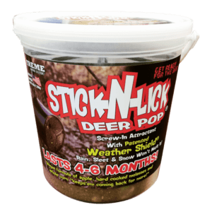 Stick-N-Lick product deer attractant for hunting