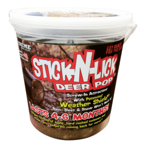 Stick-N-Lick product deer attractant for hunting